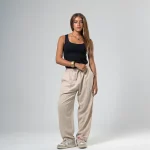 Unisex Relaxed Linen Pants – Beige - Image 5