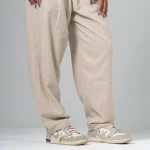 Unisex Relaxed Linen Pants – Beige - Image 3